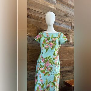 Talbots Floral Dress short sleeve, lightweight poly sheen  sz 4